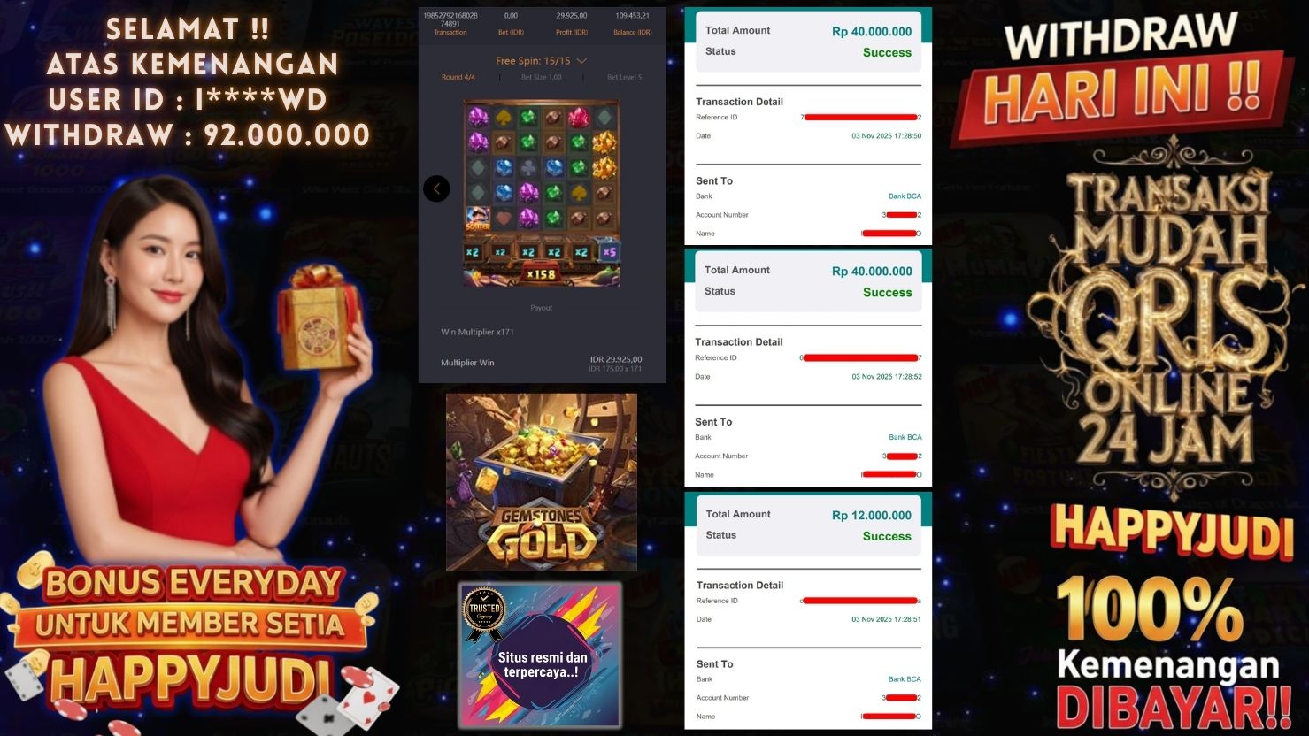 HAPPYJUDI JACKPOT SLOT GEMSTONES GOLD